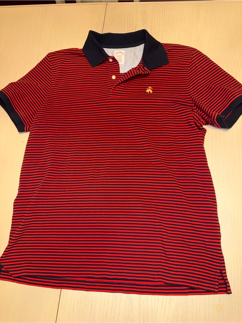 Brooks Brothers Red and Navy Striped Polo Shirt large L mens